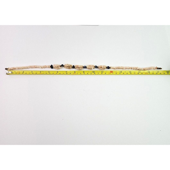 Sea Shell Necklace Light Pink with Dark Blue Nuggets Gold Tone Spacers 17 Inch - Picture 7 of 8